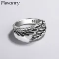 FOXANRY Silver Color Rings Mode Hip Hop Vintage Couples Creative Wings Design Thai Silver Party