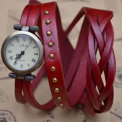 Shsby-Montre tressée en cuir de vachette vintage pour femme bracelet de montre à spirale chiffres