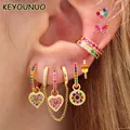 KEYOUNUO ensemble de boucles d'oreilles en or pour femmes boucles d'oreilles en Zircon coloré