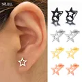 Boucles d'oreilles étoile creuse en acier inoxydable pour femme minuscule étoile bijoux d'oreille