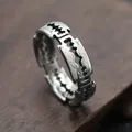 Bague à breloques en acier inoxydable pour hommes et femmes Hip Hop Bladed Ring Black Silver