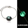 Bracelet à breloques Match-Right Glow in the Dark Full Moon pour femme fête astronomie bracelet