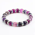 Bracelet à breloques en pierre naturelle pour femmes couleur cristal strass violet Agates