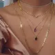 Collier pendentif en cristal hexagonal géométrique simple vintage pour femme plaque d'or féminine