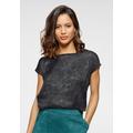 Shirtbluse LAURA SCOTT Gr. 46, bunt (schwarz, petrol, geblümt) Damen Blusen Satinblusen