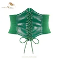 SISHION-Corset en cuir PU pour femme haut élastique large vêtements gothiques steampunk vert