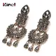 Kinel-Boucles d'oreilles longues en cristal gris Boho pour femmes Patients Antique Document Gold