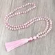 Collier de perles en Quartz rose pour femmes 6mm 108 perles en pierre naturelle cristal Long