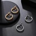 Boucles d'oreilles créoles tressées minimalistes pour femmes boucles d'oreilles à clip bijoux