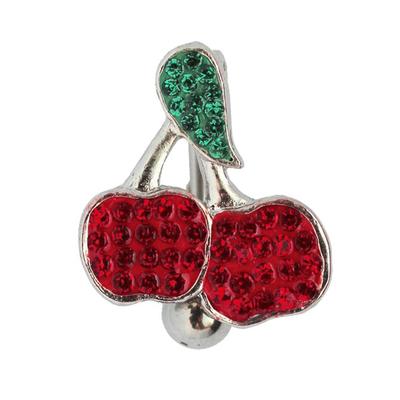 Bauchnabelpiercing ADELIA´S "Piercing Piercing Bauchnabelpiercing", Damen, bunt, Chirurgiestahl, modisch, Piercings, 316l Stahl Banane - Apfel mit Blatt kleine rot grüne Steine