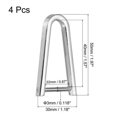 Purse Strap Rings, 4Pcs 50mm Metal Screw-in Shackle Buckle, Bag Craft