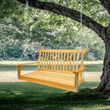 Porch Swing with Armrests, Wood Bench Swing with Hanging Chains
