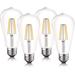 Luxrite LED Edison Bulbs 75W Equivalent ST19 ST58 3000K Soft White 800 Lumens Dimmable 8W Damp Rated UL E26 4 Pack