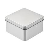 Metal Tin Box, 10pcs 3.66" x 3.66" x 2.17" Containers with Lids, Silver Tone - Silver Tone