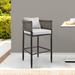 Linares Outdoor Patio Bar Stool in Black Aluminum with Grey Rope and Cushions