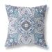 18" Blue Gray Floral Boho Indoor Outdoor Throw Pillow