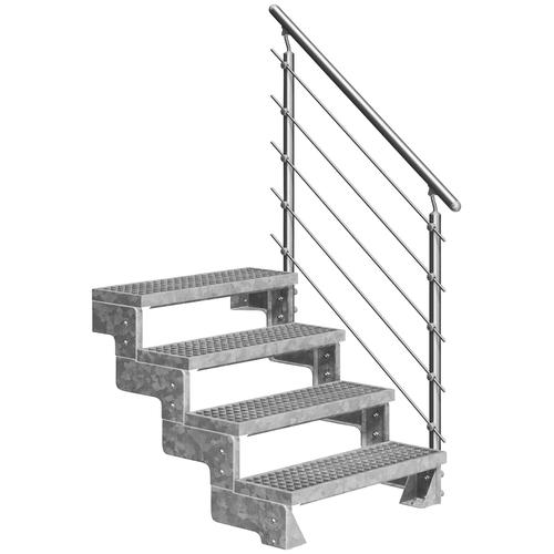 „DOLLE Außentreppe „“Gardentop““ Treppen Gitterroststufen 100 cm Gr. gerade, grau (grau, silberfarben) Treppen“