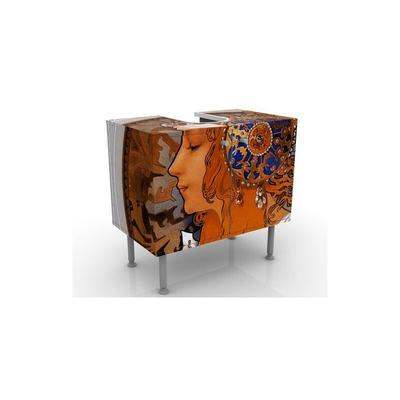 Micasia - Waschbeckenunterschrank - Loren - Vintage Badschrank Orange Braun Größe: 55cm x 60cm