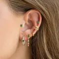 Boucles d'oreilles créoles en acier inoxydable pour femme bijoux de piercing pendentif vert de