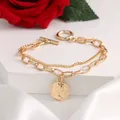 IPARAM – Bracelet avec pendentif en chaîne épaisse pour femme Vintage Punk métal Double chaîne