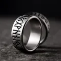Bague en acier inoxydable SION L pour hommes Odin Norse Viking Amulette Rune GRORetro Rings