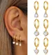 Boucles d'oreilles en cristal plaqué or et argent pour femmes punk cubique contre-indiqué bijoux