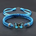 Bracelets de manchette Big Butterfly pour femmes tressés à la main bracelets pendentifs bijoux