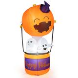 6 Feet Halloween Inflatable Pumpkin Hot Air Balloon Ghost Yard Decor - 3.2ft x 2.2ft x 6ft (L x W x H)