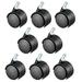 8 Pcs 1.57 Inch Swivel Caster Wheels Nylon 360 Degree Threaded Stem M8 x 15mm - Black - 1.57" no Brake, M8x15mm, 8pcs