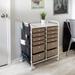 Beige Metal and Plastic 12-Drawer Storage Cart with Pockets