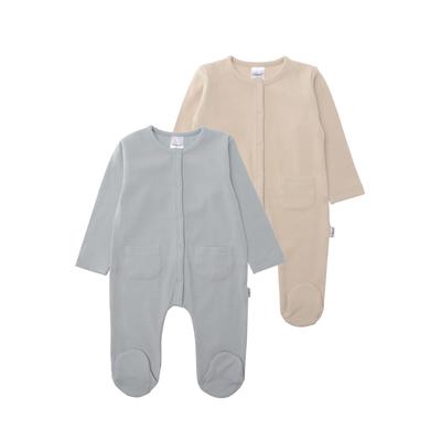 Overall LILIPUT, Kinder, Gr. 56, EURO-Größen, blau (beige, blau), 95% Baumwolle, 5% Polyester, casual, Rundhals, Langarm, Overalls, mit praktischen Druckknöpfen Image