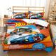 LISaINmAy Double Duvet Set Hot Wheels Bedding Set 3 PCS with Pillowcases Ultra Soft Anti Allergic Non Iron (Double(200x200cm),HW 07)