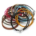 ChimLeather-Bracelets à breloques en cuir tressé double couche pour hommes et femmes fermoirs