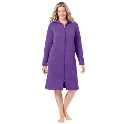 Plus Size Women's Short Hooded Sweatshirt Robe by Dreams & Co. in Plum Burst (Size L)