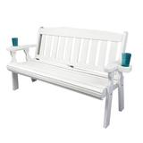 Amish Casual Heavy Duty Wooden Garden Outdoor Bench Wood/Natural Hardwoods in Brown/Green/White | 34 H x 62.75 W x 27 D in | Wayfair CAF-019-14
