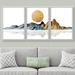 IDEA4WALL Framed Canvas Print Wall Art Set Gold Teal Mountain Range Landscape Nature Wilderness Illustrations Modern Art Decorative Nordic Calm/Zen Fo Canvas | Wayfair