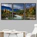 IDEA4WALL Framed Canvas Print Wall Art Set Autumn Fall Mountain Range Forest River Nature Wilderness Photography Realism Rustic Landscape Colorful For Canvas | Wayfair