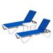 Ebern Designs Ysabelle 3 Piece Outdoor Chaise Lounge Set w/ Table Plastic in Blue | 37.2 H x 22.8 W x 77 D in | Wayfair