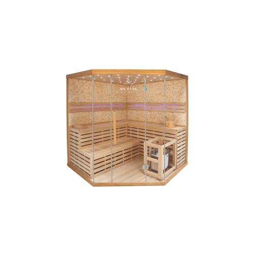 Mila XL DELUXE Traditionalle Sauna Indoor mit Natursteinwand