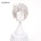 Ccutoo-Perruque de Cosplay synthétique courte en argent blanc pour homme perruques de cheveux