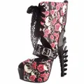 Sandales Punk Skull Rose Print Stud LF80663 Show Cocktail Sophia Heel Club Rinse Botiendra e