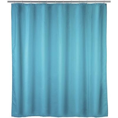 Anti-Schimmel Duschvorhang blaue einfarbig Textil 180 cm x 200 cm, Wenko, 180x200 cm