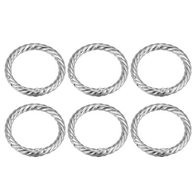 Purse Strap Rings, 6Pcs 42mm O Ring Metal Spring Snap Buckle for DIY Bag, Silver - Silver Tone