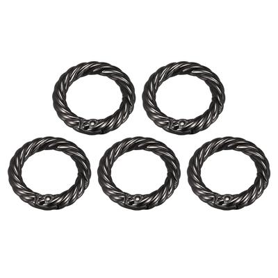 Purse Strap Rings, 5Pcs 29mm O Ring Metal Spring Snap Buckle for DIY Bag, Black