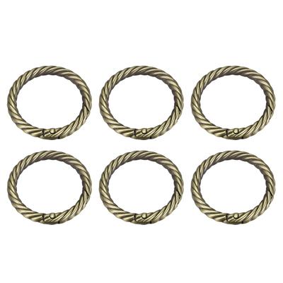 Purse Strap Rings, 6Pcs 42mm O Ring Metal Spring Snap Buckle for DIY Bag, Bronze