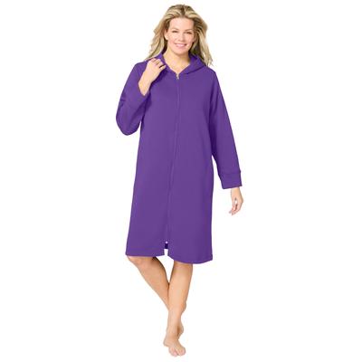 Plus Size Women's Short Hooded Sweatshirt Robe by Dreams & Co. in Plum Burst (Size L)