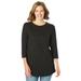 Plus Size Women's Perfect Three-Quarter Sleeve Crewneck Tee by Woman Within in Black (Size 3X)