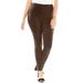 Plus Size Women's Faux Suede Legging by Roaman's in Chocolate (Size 5X) Vegan Leather Stretch Pants