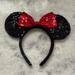 Disney Accessories | Disney Parks Sequin Minnie Mouse Headband | Color: Black/Red | Size: Os