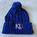 Adidas Accessories | Adidas Kansas Jayhawks Ku Pom Cuffed Knit Beanie | Color: Blue/Red | Size: Os